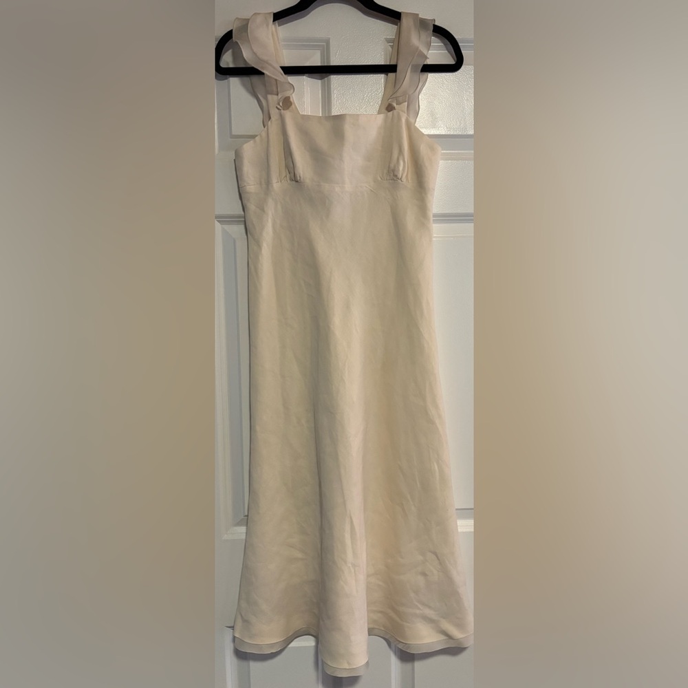 Tara Jarmon Linen Cream Sleeveless Midi Dress, size 42